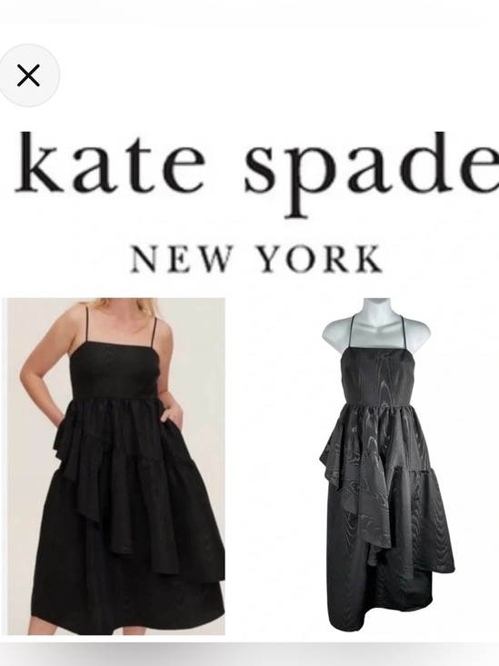 kate spade Dresses & Skirts - Kate Spade X 🎯Black Tiered Satin teired Spaghetti Strap Maxi Dress
